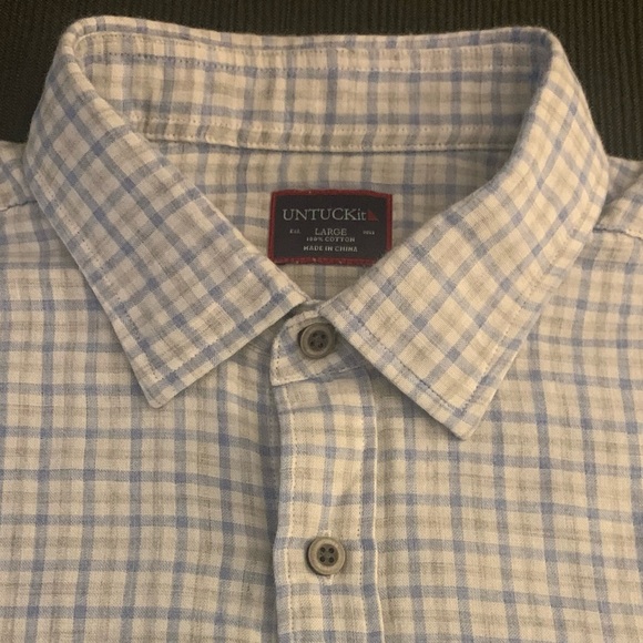 UNTUCKit Other - UNTUCKit Men’s Light Blue Plaid Button-Down Shirt